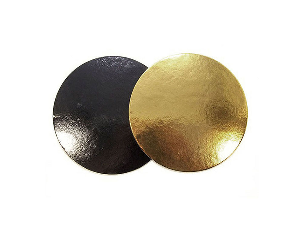 Подложка для тортов круглая d200 мм h3 мм золото-черная