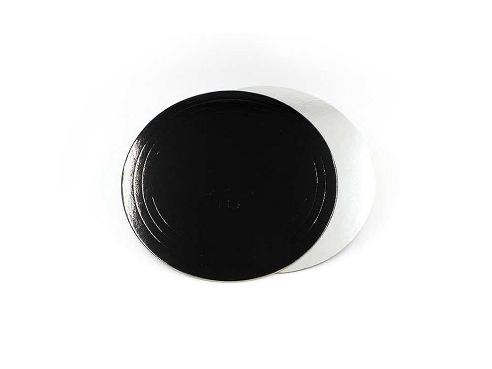 Подложка для тортов круглая d240 мм h3.2 мм серебро-черная усиленная