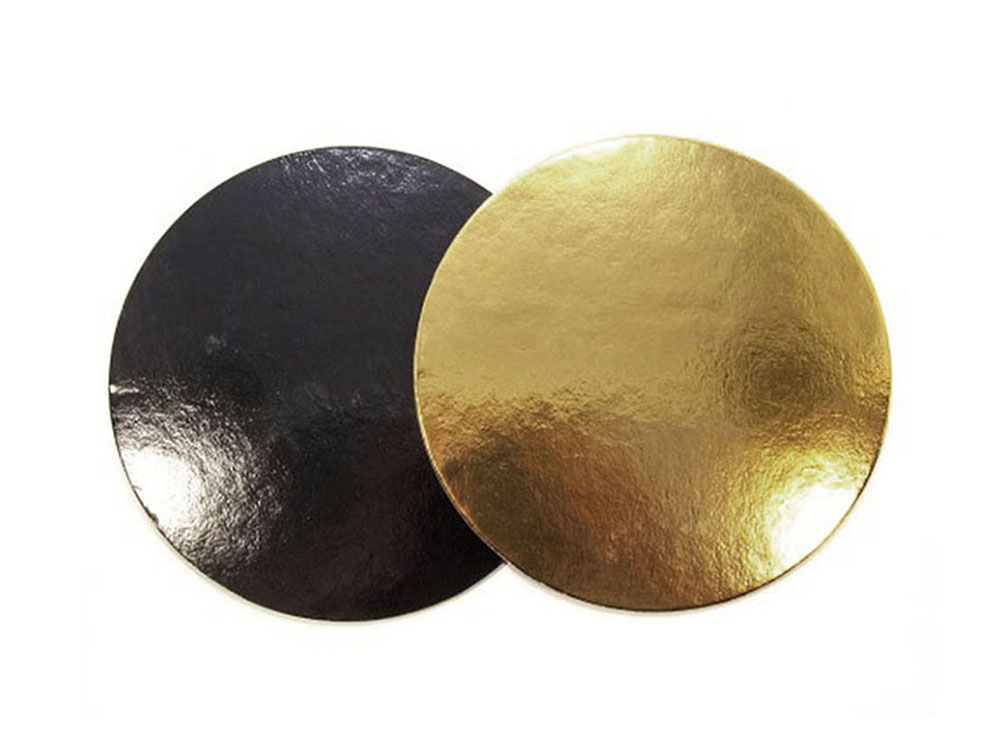 Подложка для тортов круглая d300 мм h3 мм золото-черная