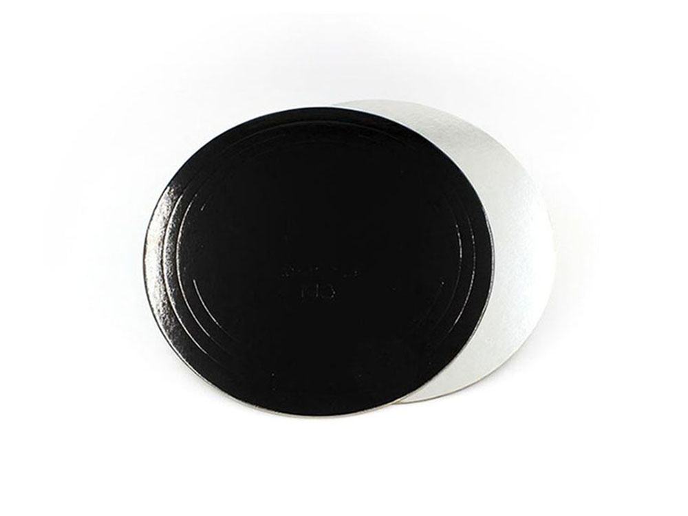 Подложка для тортов круглая d300 мм h3.2 мм серебро-черная усиленная