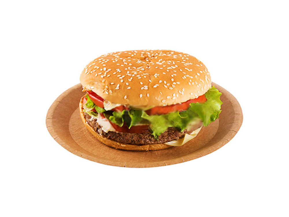Гамбургер на одноразовой картонной тарелке d180