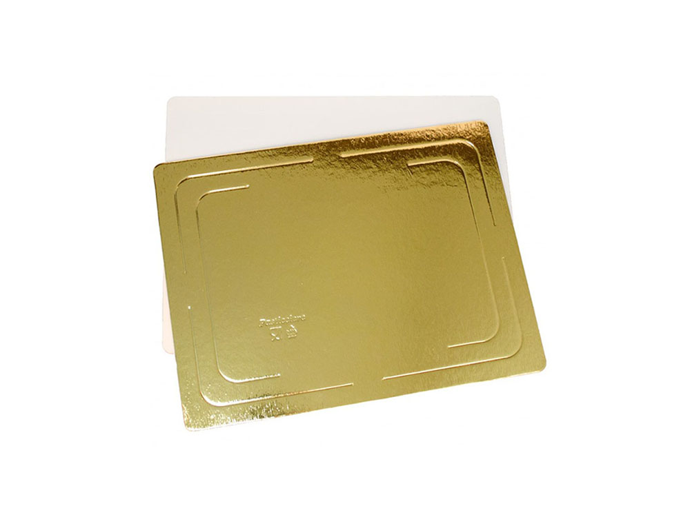 Подложка кондитерская прямоугольная 300х400 h3.2мм золото белый жемчуг усиленная