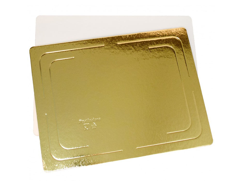 Подложка кондитерская прямоугольная 400х600 h3.2мм золото белый жемчуг усиленная