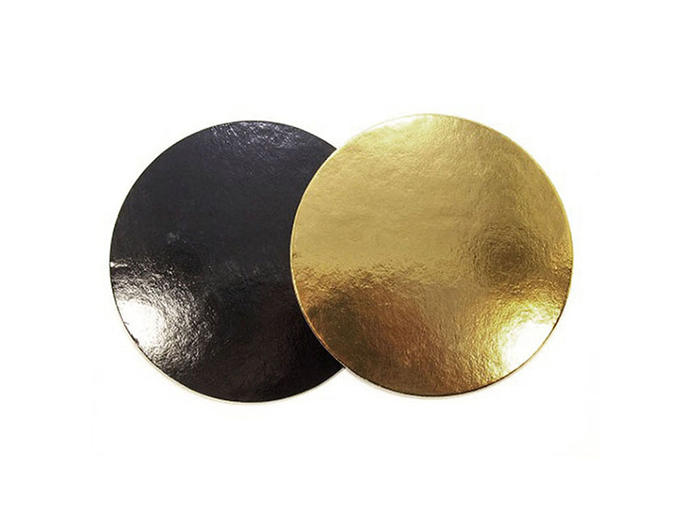 Подложка для тортов круглая d220 мм h3 мм золото-черная