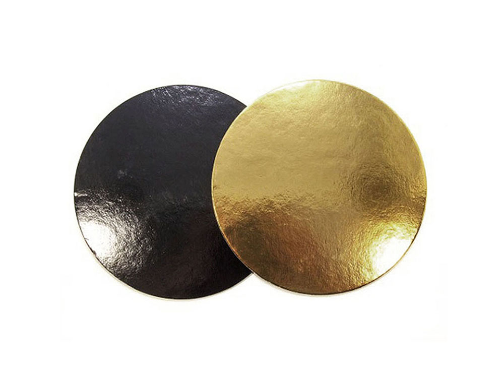 Подложка для тортов круглая d240 мм h3 мм золото-черная
