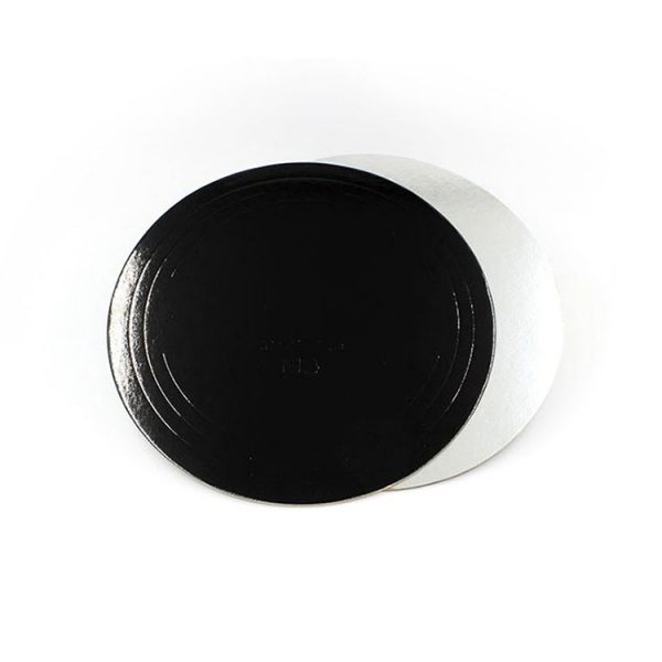 Подложка для тортов круглая d240 мм h3.2 мм серебро-черная усиленная
