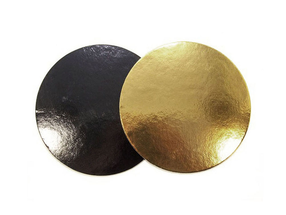 Подложка для тортов круглая d280 мм h3 мм золото-черная