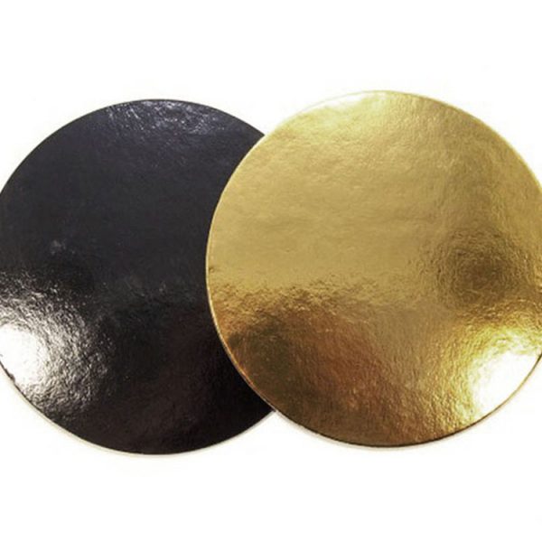Подложка для тортов круглая d320 мм h3 мм золото-черная