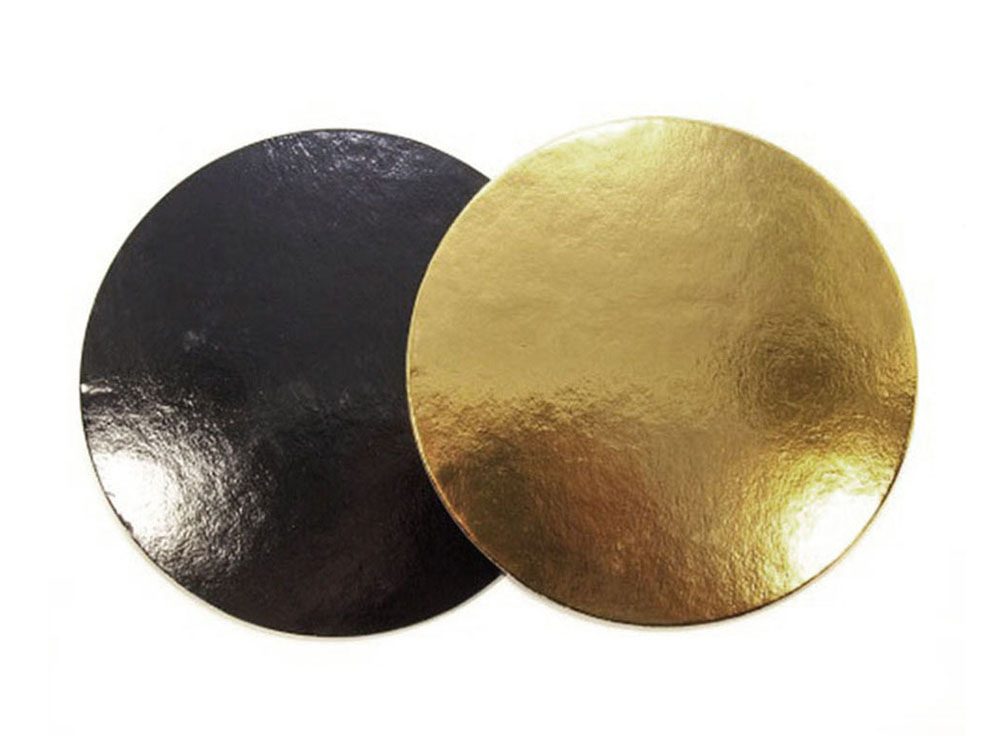 Подложка для тортов круглая d340 мм h3 мм золото-черная