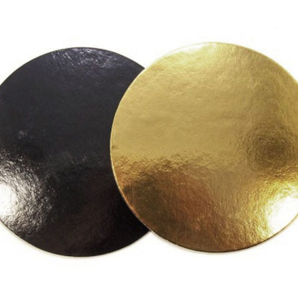 Подложка для тортов круглая d360 мм h3 мм золото-черная