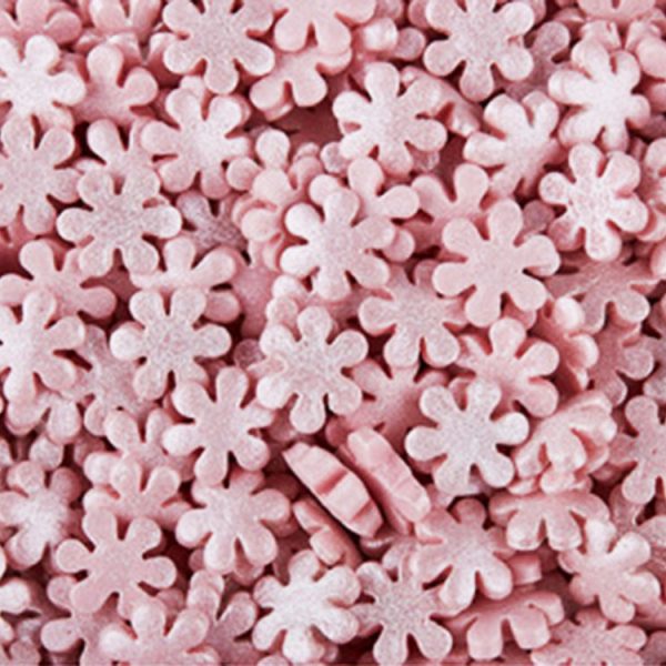 Посыпка кондитерская сахарная 1кг Снежинки розовые перламутровые