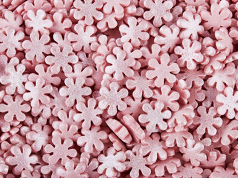 Посыпка кондитерская сахарная 1кг Снежинки розовые перламутровые