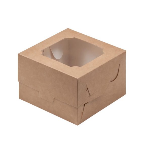 Коробка для бенто-торта с окном (крафт)
